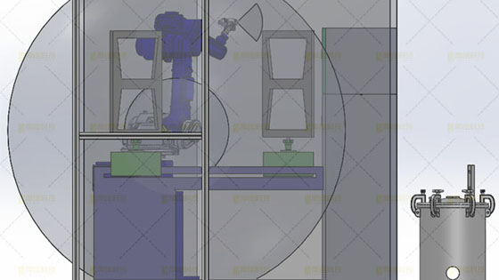 噴涂<a href='http://ayqiye.cn' target='_blank'><u>機器人工作站</u></a>正視圖